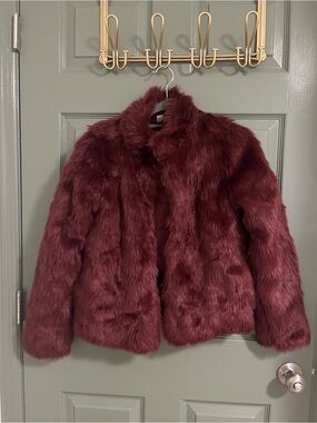 Forever 21 Exclusive Burgundy Faux Fur Teddy Jacket